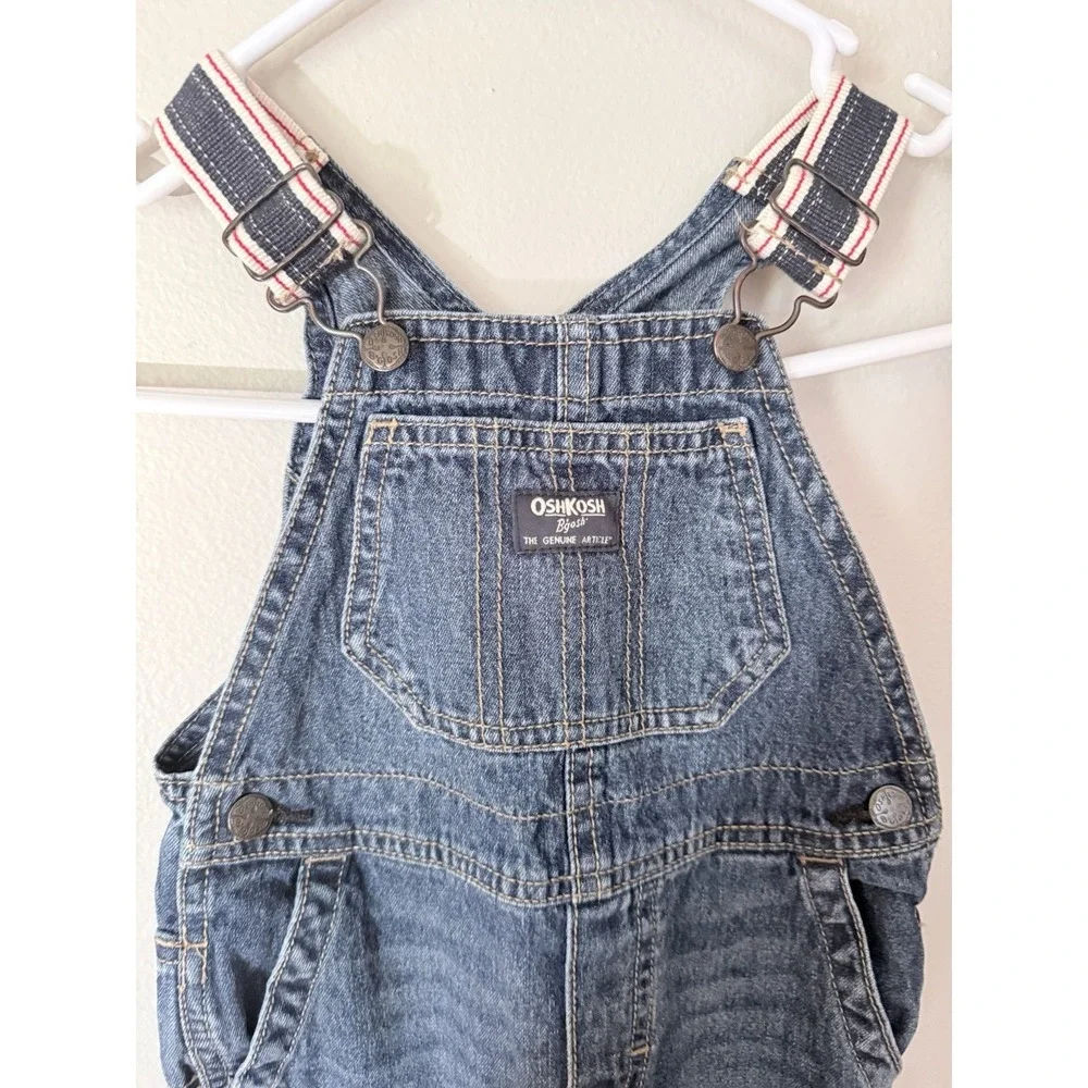 Baby OshKosh B'gosh‎ Blue Denim Overalls 18-24 Months with Red Stripes